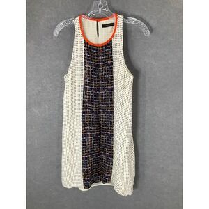 THML Sleeveless Mini Dress Tweed Panel Orange Trim Casual Party‎ Size S